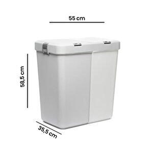 Duo Dokunmatik Laundry Çamaşır Sepeti 80 Litre Gri Beyaz
