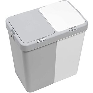 Motek Duo Dokunmatik Laundry Çamaşır Sepeti 80 Litre Gri Beyaz