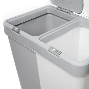 Motek Duo Dokunmatik Laundry Çamaşır Sepeti 80 Litre Gri Beyaz