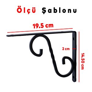 Raf Altı Raf Tutucu Ayak Ferforje Siyah 145 X 195 Mm 2 Adet