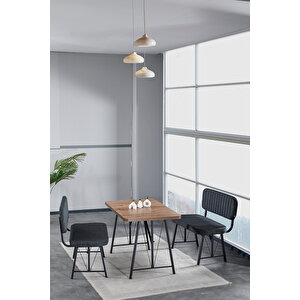 Hayat 70x110 Atlantik Mutfak Masası, Mutfak Masası Takımı, Yemek Masası, 2 Benchli - Antrasit