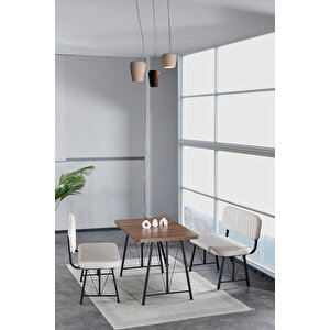 Hayat 70x110 Amalfi Mutfak Masası, Mutfak Masası Takımı, Yemek Masası, 2 Benchli - Krem