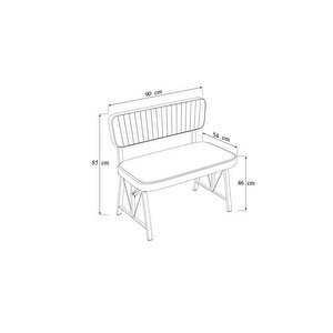 Hayat 70x110 Bendir Mutfak Masası, Mutfak Masası Takımı, Yemek Masası, 2 Benchli - Krem