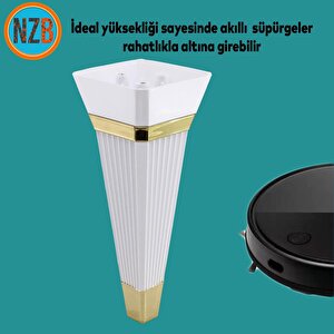 Mobilya Kanepe Sehpa Tv Ünitesi Koltuk Ayağı Baza Ayak 23 Cm Beyaz Altın