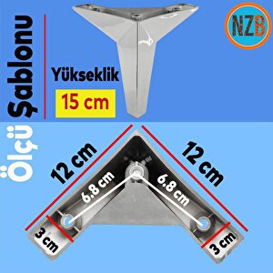 Mobilya Kanepe Sehpa Tv Ünitesi Koltuk Ayağı 15 Cm Krom Renk Baza Ayak