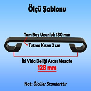 Mobilya Dolap Kapak Çekmece Kulpu Mat Siyah Metal 128 Mm