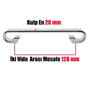 Nobel Barida Kulp (mobilya Dolap Kapak Çekmece Kulpu Krom Metal 128 Mm