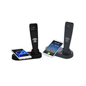 Cosmostech 2 In 1 Kablosuz Şarj Cihaz Ve Standı, Kablosuz Şarj Özelliği Olan Tüm Cihazlar ile uyumlu Masa Üstü Bluetooth Kablosuz 
