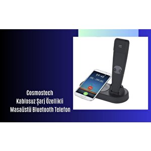 Cosmostech 2 In 1 Kablosuz Şarj Cihaz Ve Standı, Kablosuz Şarj Özelliği Olan Tüm Cihazlar ile uyumlu Masa Üstü Bluetooth Kablosuz 