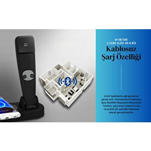 Cosmostech 2 In 1 Kablosuz Şarj Cihaz Ve Standı, Kablosuz Şarj Özelliği Olan Tüm Cihazlar ile uyumlu Masa Üstü Bluetooth Kablosuz 