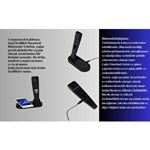 Cosmostech 2 In 1 Kablosuz Şarj Cihaz Ve Standı, Kablosuz Şarj Özelliği Olan Tüm Cihazlar ile uyumlu Masa Üstü Bluetooth Kablosuz 
