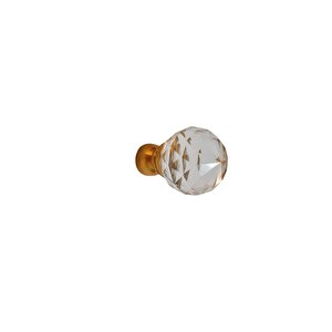 Kristal Tekli Altın 30 Mm Düğme Kulp ( 5  Adet )