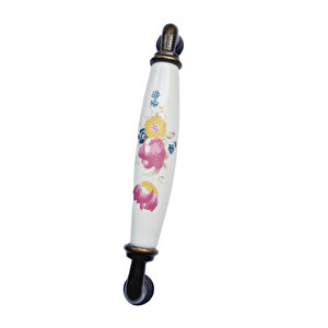 BEYAZ PORSELEN KULP ANTİK AYAK  ÇİÇEKLİ 128 MM / 5 ADET
