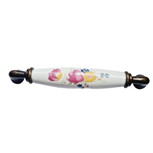 BEYAZ PORSELEN KULP ANTİK AYAK  ÇİÇEKLİ 128 MM / 5 ADET