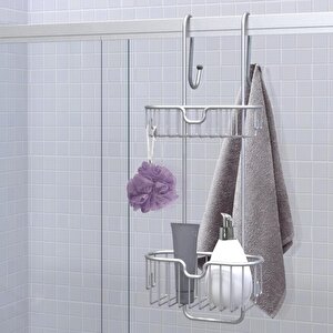 İkili Alüminyum Duşakabin Askılı Banyo Rafı N45