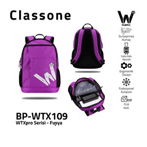 Classone Bp-wtx109 Wtxpro Serisi Su Geçirmez Kumaş,15.6" Laptop, Notebook Sırt Çantası Fuşya