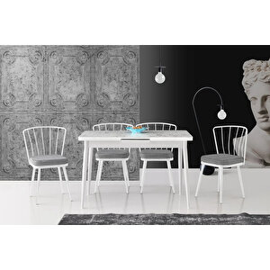 Ay Masa Ve Sandalye Takımı, Carrara Beyaz, 120x70