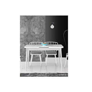 Ay Masa Ve Sandalye Takimi, Carrara Beyaz, 120x70
