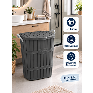 Plastik Bambu Kirli Çamaşır Sepeti