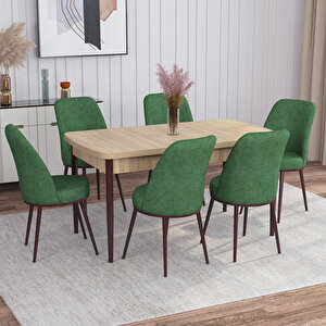 Marin Meşe Desen 80x132 Suntalam Açılabilir Yemek Masası Takımı 6 Adet Sandalye