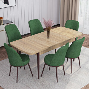 Marin Meşe Desen 80x132 Suntalam Açılabilir Yemek Masası Takımı 6 Adet Sandalye