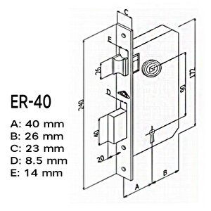 Kumru Nikel Saten Oda Kapı Kolu + Hok Er-40 Ekstra Gömme Kilit İç Kapı Oda Kilidi Rulmanlı Köşeli 40 Mm Takım