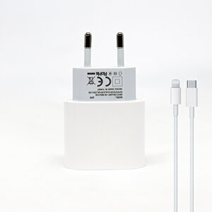 20w Pd Type-c Çıkışlı Hızlı Şarj Adaptörü 1m Lightning Kablo Set Beyaz Beyaz