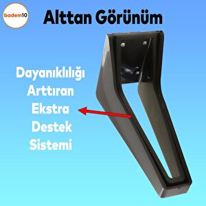 Penta 6'lı Set Mobilya Tv Ünitesi Çekyat Koltuk Kanepe Destek Ayağı 18 Cm Siyah Ayak M8 Civatalı