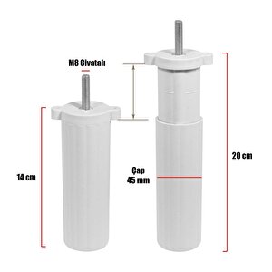 Penta 6'lı Set Mobilya Tv Ünitesi Konsol Koltuk Kanepe Destek Ayağı 18 Cm Beyaz Ayakları M8 Civatalı