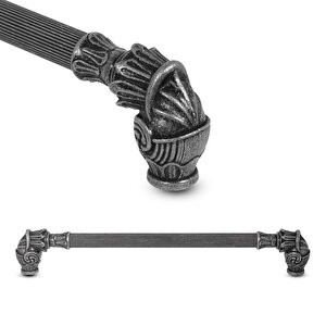 Alyans Çekmece Dolap Kapak Kulpu Kulbu 224 Mm Rustik Metal Kulp Antik Gümüş