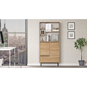 Robin Home Lidya Ofis Klasör Dolabı Kitaplık 3 Kapaklı Metal Ayaklı Sepet
