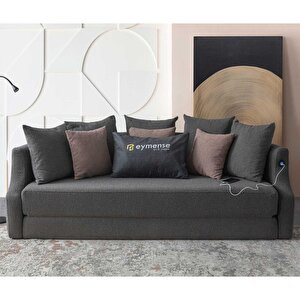 Letto Vip Akıllı Yuvarlak Yataklı Antrasit Karyola Kanepe