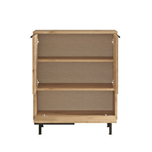 Robin Home Lidya Ayakkabılık Çok Amaçlı Dolap 3 Kapaklı Metal Ayaklı Uv Baskı Sepet-jüt