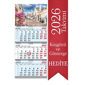 2026 Büyük Boy Gemici Takvimi Denizci Duvar Takvimi Mavi Renk 33x77,5 Cm