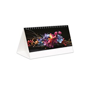 2026 Çiçekler Piramit Masa Takvimi Masaüstü Takvim 24x17 Cm