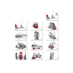 2026 İstanbul Piramit Masa Takvimi Masaüstü Takvim 16x15,5 Cm