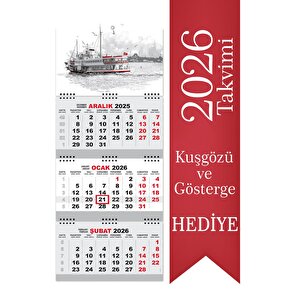 2026 Küçük Boy Gemici Takvimi Denizci Duvar Takvimi 27,5x65 Cm