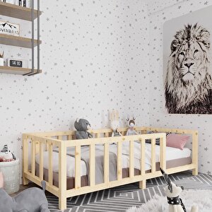 Akasya Montessori Ahşap Karyola Yatak Beşik Ithal Çam 100x200cm