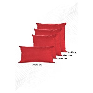 Kırmızı Kırlent Kılıfı Dekoratif Düz Sade Panoroma-113 Punch Yapılabilir Panç