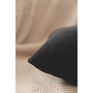 Siyah Kırlent Kılıfı Dekoratif Düz Sade Panoroma-194 Punch Yapılabilir Panç Siyah