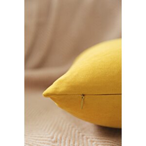 Sarı Kırlent Kılıfı Dekoratif Düz Sade Panoroma-344 Punch Yapılabilir Panç