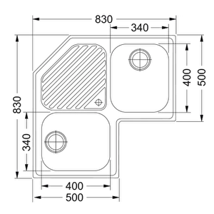 Pnx 621.e Evye, Progresso, 2 Göz, Damlalıklı, Köşe, Inox 101.0021.585