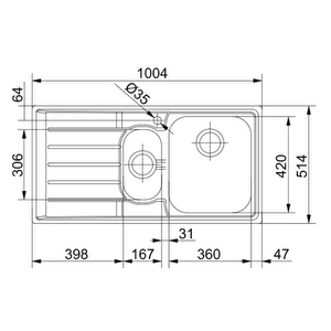 Neptun Slimtop Nex 251 Paslanmaz Çelik SOL Damlalıklı Evye 127.0059.717