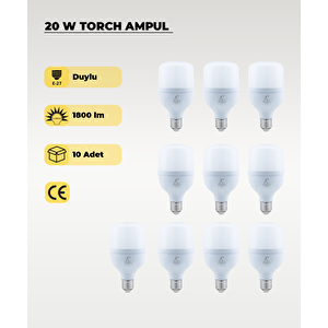 20w Torch Led Ampul Beyaz Işık 10 Adet