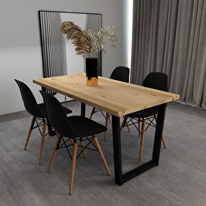 Beril Masif Natural Renk 140x70 Sandalyeli Masa Takımı Cpt7662-140