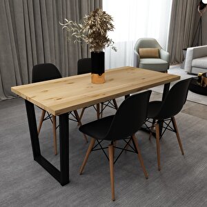 Beril Masif Natural Renk 140x70 Sandalyeli Masa Takımı Cpt7662-140