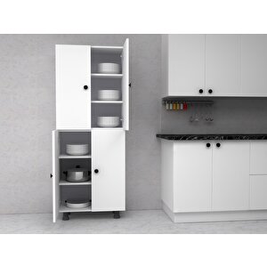 Tamamı Mdf 6 Raflı Çok Amaçlı Mutfak Banyo Ayakkabılık Dolabı Beyaz 70 Cm