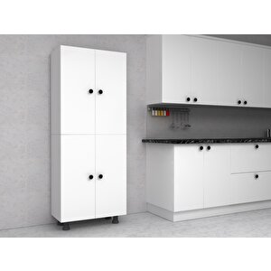 Tamamı Mdf 6 Raflı Çok Amaçlı Mutfak Banyo Ayakkabılık Dolabı Beyaz 70 Cm