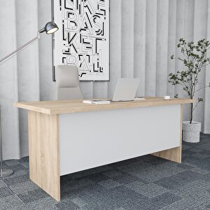 Cruz 3'lü Ofis Takımı Model 8 Meşe Beyaz Montaj Dahil