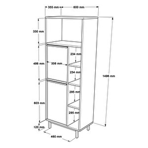 Robin Home Lidya Ofis Klasör Dolabı Kitaplık 2 Kapaklı Metal Ayaklı Uv Baskı Sepet-jüt